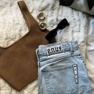 Brown Aritzia Ribbed Crop Tank Top